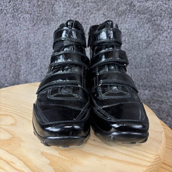 Baldinini Patent Leather Ankle Boots Women 6 / 36 Black Square Toe Made in Italy - Picture 3 of 10